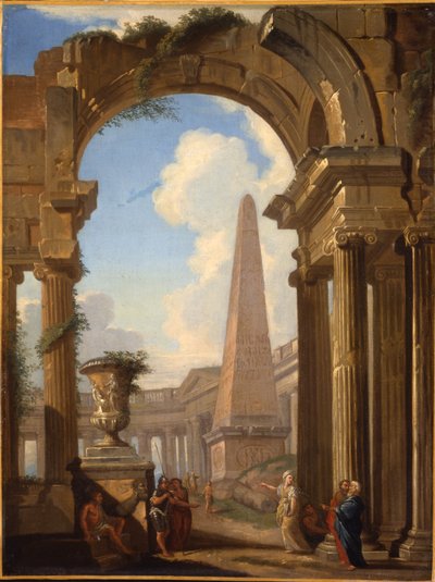 Capricci av romerske ruiner med figurer av Giovanni Paolo Pannini