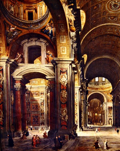 Kardinal Melchior de Polignac på besøk til St. Peter i Roma, 1730 av Giovanni Paolo Pannini