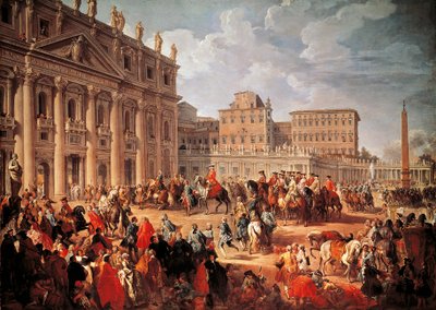 Charles III besøker Peterskirken, Roma av Giovanni Paolo Pannini