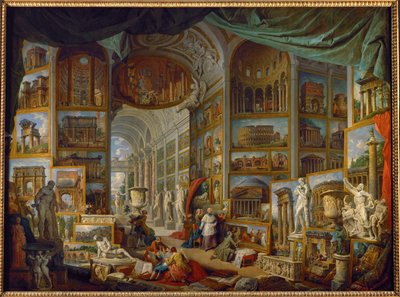 Galleri med utsikt over antikkens Roma... av Giovanni Paolo Pannini or Panini
