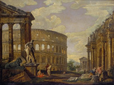 Landskap med Hercules og ruinene av det gamle Roma par Panini, Giovanni Paolo av Giovanni Paolo Pannini