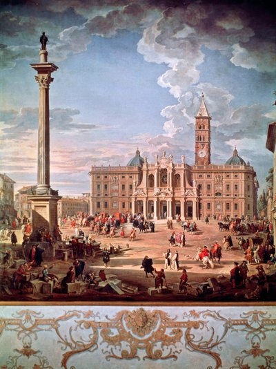 Piazza og kirken Santa Maria Maggiore av Giovanni Paolo Pannini