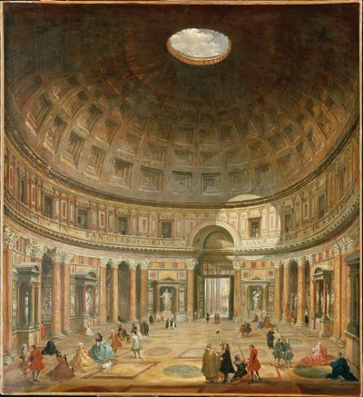 Det indre av Pantheon, Roma av Giovanni Paolo Pannini
