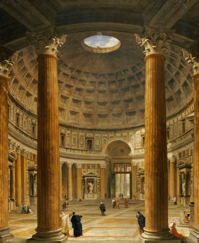 Det indre av Pantheon, Roma, ser nordover fra hovedalteret til inngangen, 1732 av Giovanni Paolo Pannini