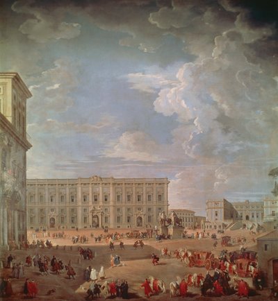Utsikt over Quirinale og Piazza di Monte Cavallo, av Giovanni Paolo Pannini (1691-1765), olje på lerret, 270x254 cm av Giovanni Paolo Pannini
