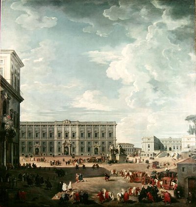 Utsikt over Piazza del Quirinale, Roma av Giovanni Paolo Pannini