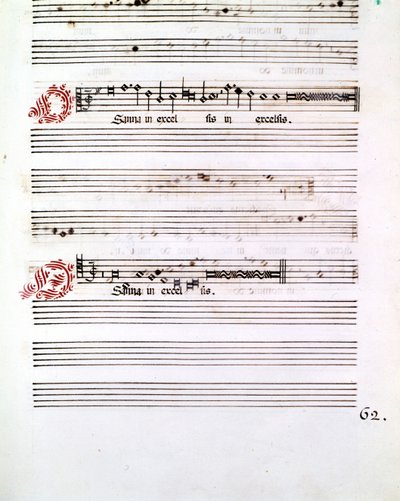 OSANNA-manuskript av "Messes of Mantua" av Giovanni Pierluigi da Palestrina (1525 - 1594), italiensk komponist. av Giovanni Pierluigi da (after) Palestrina