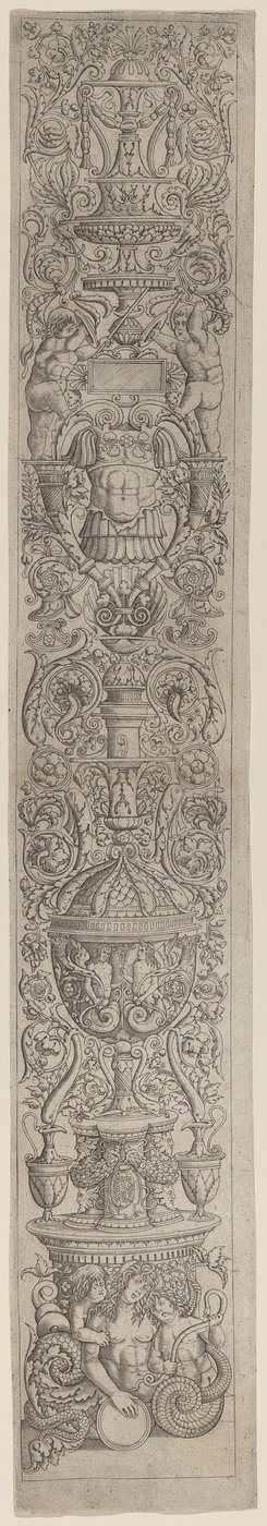 Ornamentpanel: Nereid Ridd by Two Children av Giovanni Pietro Birago and Zoan Andrea