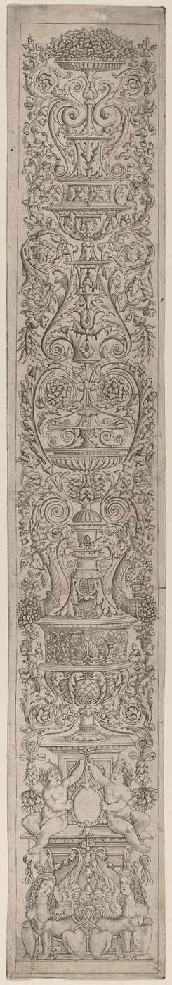 Ornamentpanel: To sfinkser som støtter skjold av Giovanni Pietro Birago and Zoan Andrea
