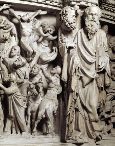Detalj av relieffene til stolen realisert av Giovanni Pisano av Giovanni Pisano