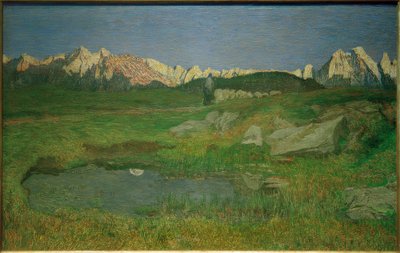 Alpinlandskap ved solnedgang av Giovanni Segantini