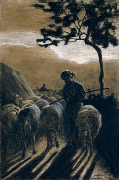 Flok på veien av Giovanni Segantini (1858-1899) av Giovanni Segantini