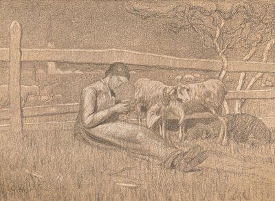 Gjeterinnen, c1888 av Giovanni Segantini