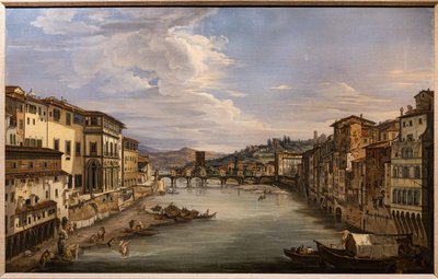 Utsikt over Arno fra Ponte Vecchio mot Alle Grazie-broen av Giovanni Signorini
