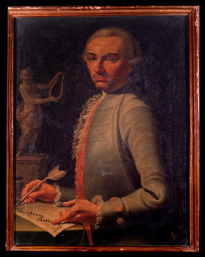 Portrett av den østerrikske komponisten og harpisten Christian Joseph Lidarti (1730-1793) Maleri av Giovanni Stella. 18. århundre. Bologna, Civic museum Bibliografisk museum av Giovanni Stella