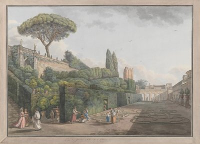 Garden of Palazzo Colonna, ca. 1780. Skapere: Giovanni Volpato, Louis Ducros. av Giovanni Volpato, Louis Ducros