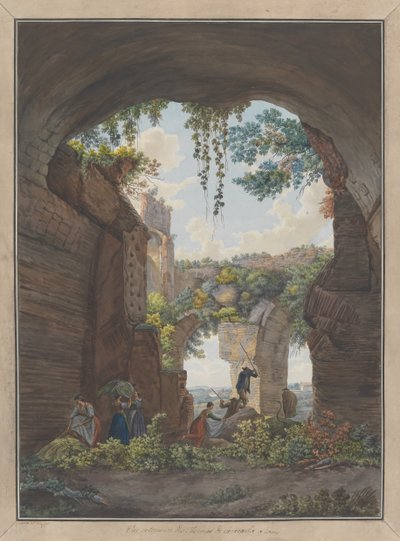 Interiør av badene ved Caracalla, ca. 1780. Skapere: Giovanni Volpato, Louis Ducros. av Giovanni Volpato, Louis Ducros