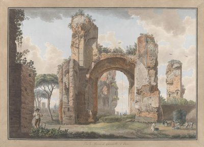 Interiøret i badene i Caracalla, ca. 1780. Skapere: Giovanni Volpato, Louis Ducros. av Giovanni Volpato, Louis Ducros
