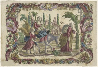 På flyturen til Egypt La fuga de Jesus Christo en Egipto / Vår Herre Jesu Kristi flukt til Egypt (tittel på objekt) av Giovanni Volpato (possibly)