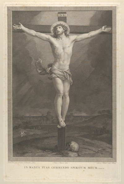 Kristus korsfestet på korset, en hodeskalle ved basen, ca. 1770-1803. av Giovanni Volpato