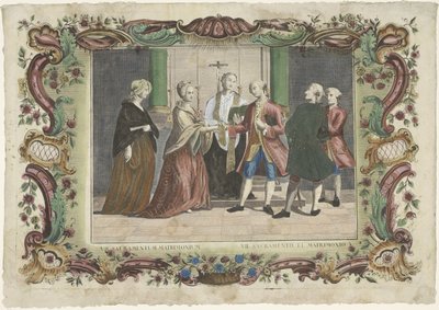 Ekteskapets sakrament VII. sacramentum matrimonium / VII. sacramento el matrimonio (tittel på objekt) De syv sakramenter (serietittel) av Giovanni Volpato