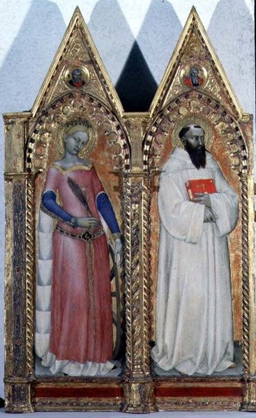 SS. Katarina av Alexandria og Bernardo, detalj fra en polytyk av Giovanni da Milano
