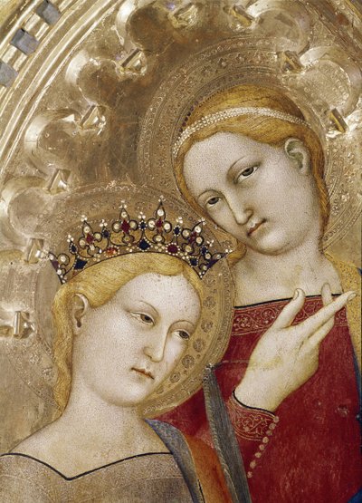 Saint Catherine og Saint Lucia - Olje på tre av Giovanni da Milano