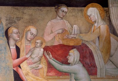 Jomfruens liv: Marias fødsel, detalj (Fresco av Giovanni da Milano