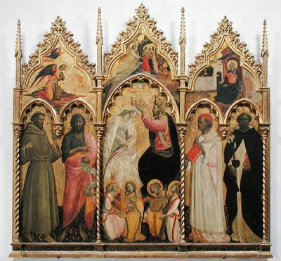 Kroning av jomfruen med hellige, ca. 1420 (tempera på panel) av Giovanni dal Ponte