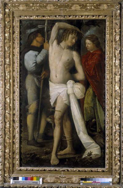Saint Roch, Saint Sebastian og Saint Margarita (olje på lerret) av Giovanni de Busi Cariani