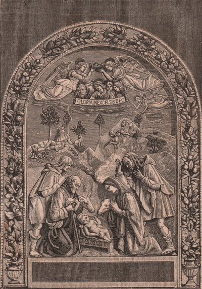 Nativity av Giovanni della Robbia (1469-1529 eller 1530), Pinacoteca di Citta di Castello, Umbria, Italia, tresnitt fra Le cento citta d