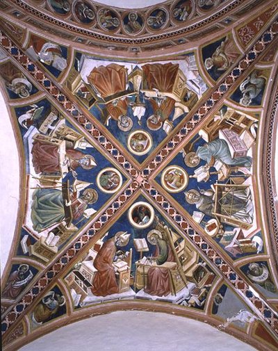 Legene i tempelet, evangelistene og åtte profeter, fra kapellhvelvet (fresco) av Giovanni di Corraduccio