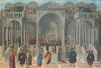 Striden i Jesu tempel blant legene av Giovanni di Niccolo Mansueti