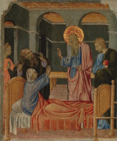 Evangelisten Johannes oppdrar Drusiana, ca. 1460. av Giovanni di Paolo