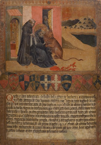 St.Jerome tar en torn fra løvens pote av Giovanni di Paolo