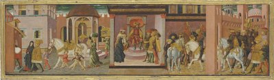 Historien om Trajan og enken, panel fra en kassone, ca. 1450 av Giovanni di Ser Giovanni Scheggia