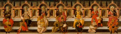 ""de syv liberale kunster"" (aritmetikk, geometri, musikk, astrologi, logikk, retorikk og grammatikk) - De syv liberale kunstene - Maleri av Giovanni di Ser Giovanni av Giovanni di Ser Giovanni Scheggia