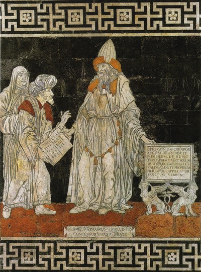 Hermes Trismegistus. Gulvmosaikk i katedralen i Siena, 1488. av Giovanni di Stefano