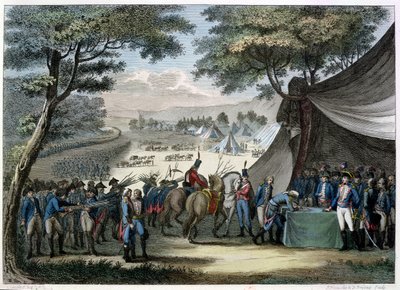 Pacification of the Vendee av general Hoche (1768-97) 20. april 1795 (fargegravering) av Karl Girardet
