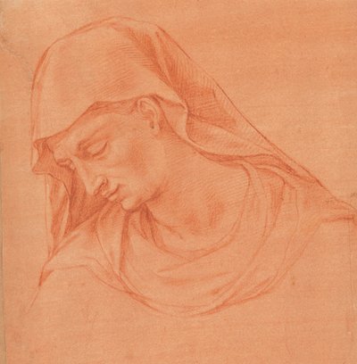 Leder for en sørgende kvinne i profil til venstre, ca. 1575-80. av Girolamo Macchietti