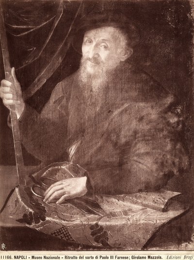Portrett av en skredder, 1520-69 av Girolamo Mazzola Bedoli