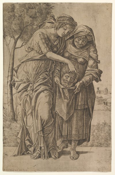 Judith og hennes tjenestepike med hodet til Holofernes, 1500-1530. av Girolamo Mocetto