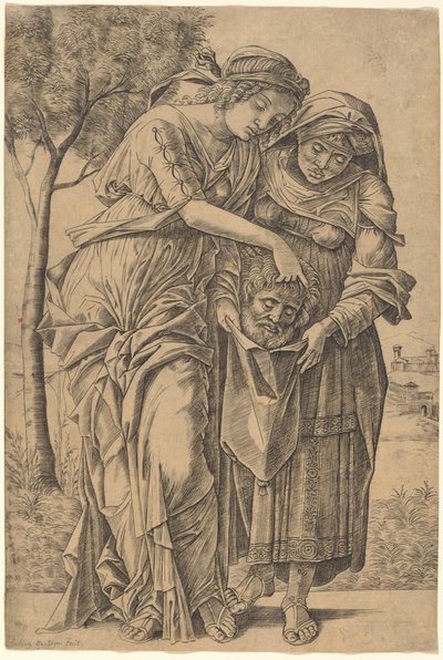 Judith med sjefen for Holofernes av Girolamo Mocetto after Andrea Mantegna