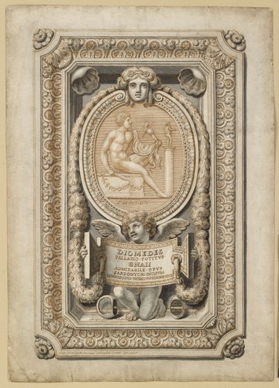Design for en gravert perle i dekorative omgivelser, 1722 av Girolamo Odam