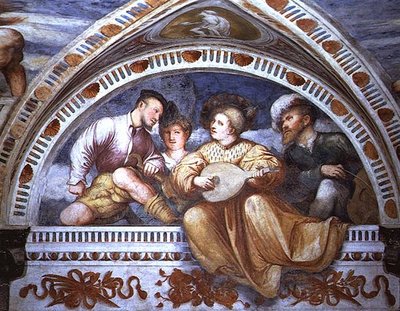 Konserten: strengeinstrumenter, lunette av Girolamo Romanino