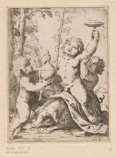 Bacchanal med tre ungdommer av Girolamo Scarselli
