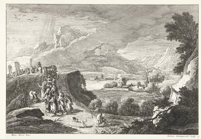 Landskap med begravelsesprosesjon italienske landskap (serietittel) av Giuliano Giampiccoli
