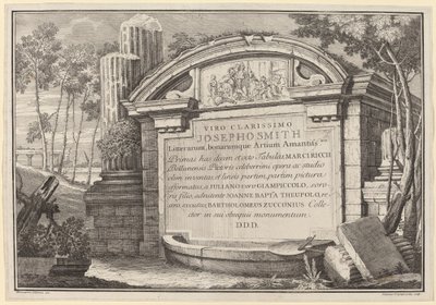 Klassiske ruiner i et landskap: frontispice av Giuliano Giampiccoli and Giovanni Battista Tiepolo