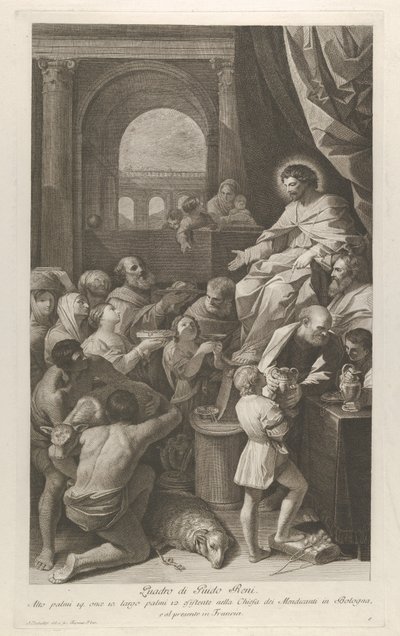 Den hellige Job satt til høyre og mottok gaver fra folket..., ca. 1760-1800. av Giuliano Traballesi