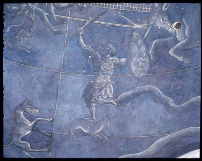 Solens vei gjennom stjernene natten til den 4. juli 1442, detalj av Orion og Tyren, fra soffitten over alteret, ca. 1430 (detalj av 85088) av Giuliano dArrighi Pesello
